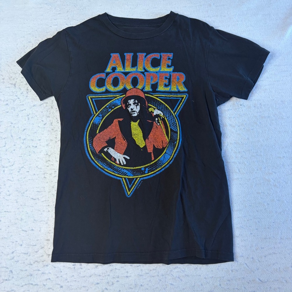Alice Cooper Graphic T-Shirt Mens Small Black Rock Band Short Sleeve Tee